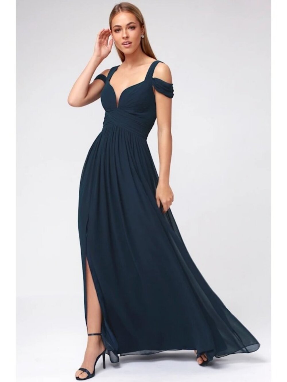 Bariano Ocean of Elegance Maxi Dress Navy Blue M Prom Bridesmaid Formal